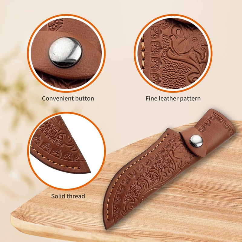 Xeerrfan Leather Knife Sheath for Belt, Genuine Leather Holster for up to 4.3" Fixed Blade Knife, Hunting Knives Holder with Snap Closure (Brown) - Image 4